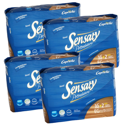 KIT 4 FRALDAS GERIATRICA SENSATY EG  – 18 un