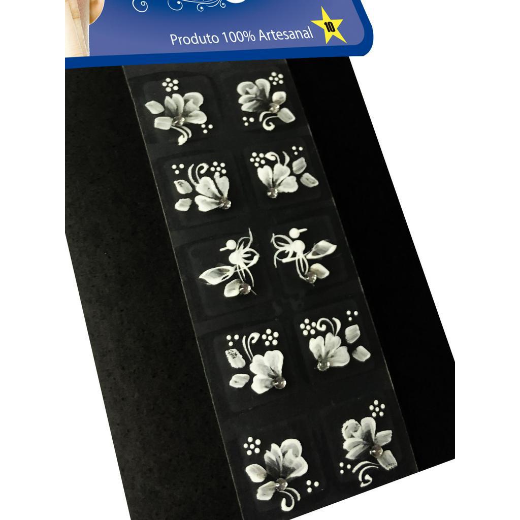 Kit 100 Adesivos Unhas Strass Nail, Artesanal, Branquinho