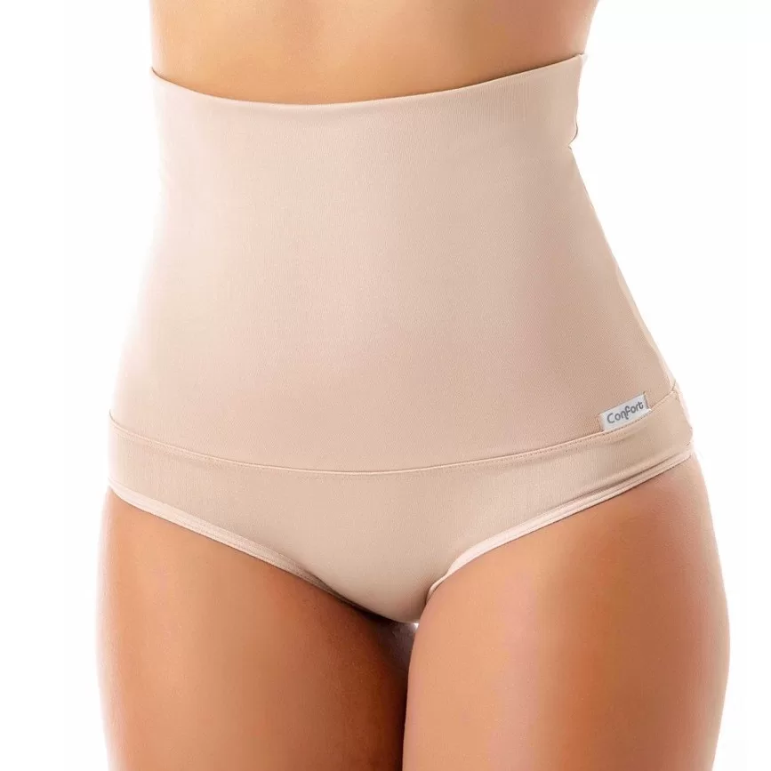 Kit 3 Calcinhas Cinta Modeladora Pós Parto Cintura Compressão Cós Alto