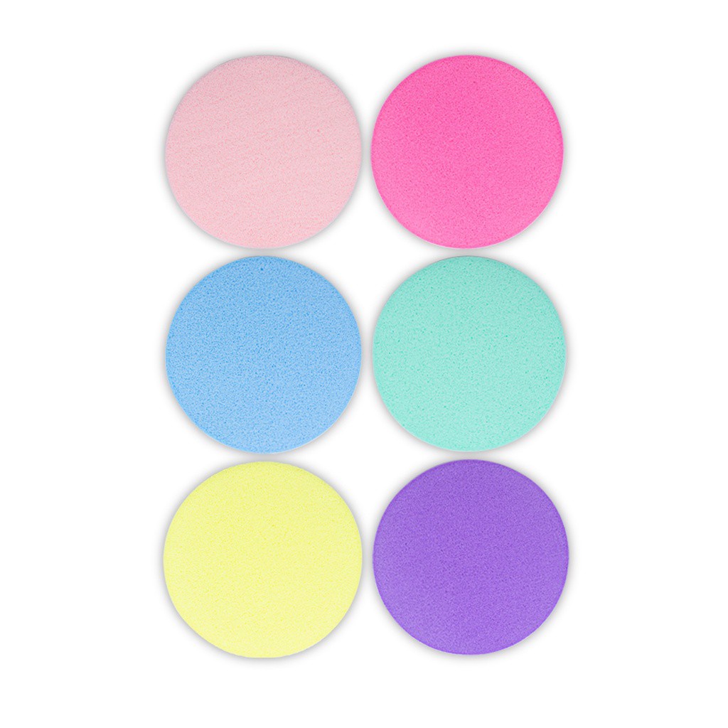 Kit 6 Esponjas Redondas Para Maquiagem Aplicação De Pó Base