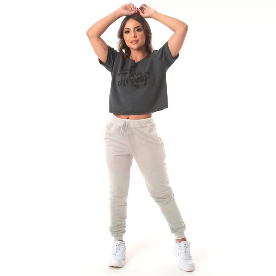 Calça Feminina de Moletom Com Punho e Sem Punho