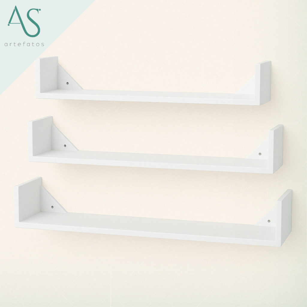 Prateleira Mdf Branca para Quarto Sala Kit 3