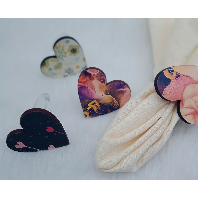 6 Porta Guardanapos retro vintage coração florido