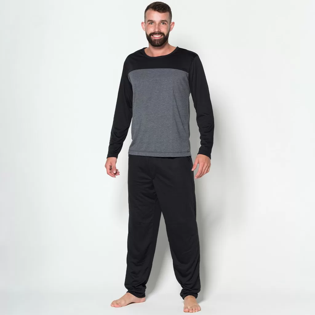 Promoção Kit 3 Pijama Adulto Comprido Inverno Calça Blusa Longa Dormir Liso