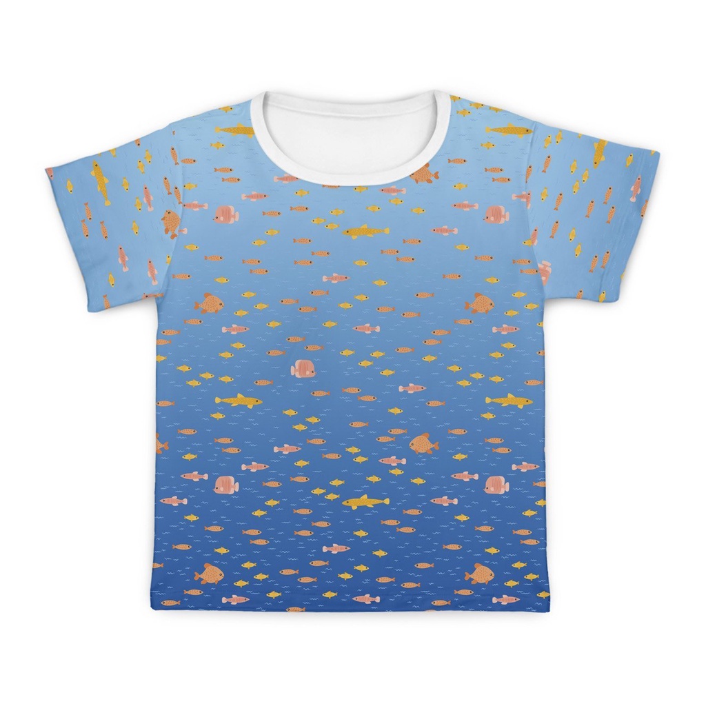 Camisa Masculina Manga Curta Infantil Menino Peixinhos MiniBoo Proteção Solar 50+