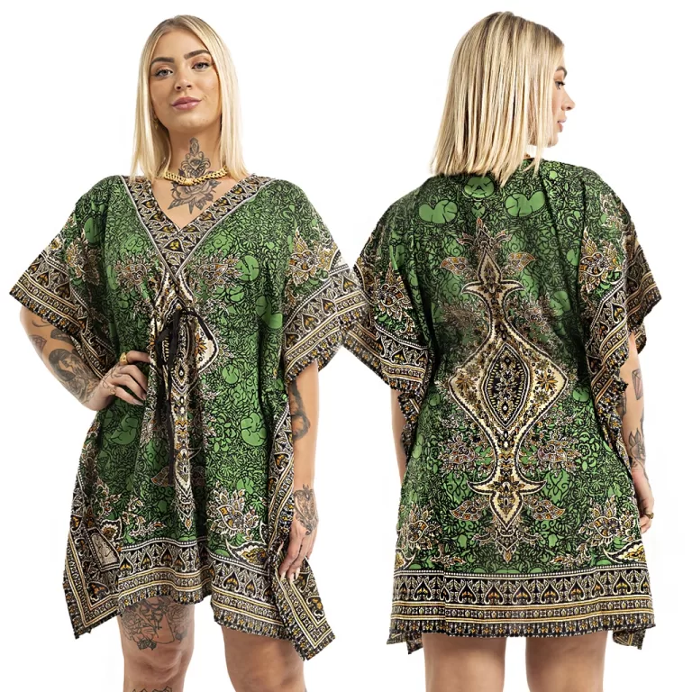 Bata Indiana Kaftan Feminina Longuete Saída De Pr