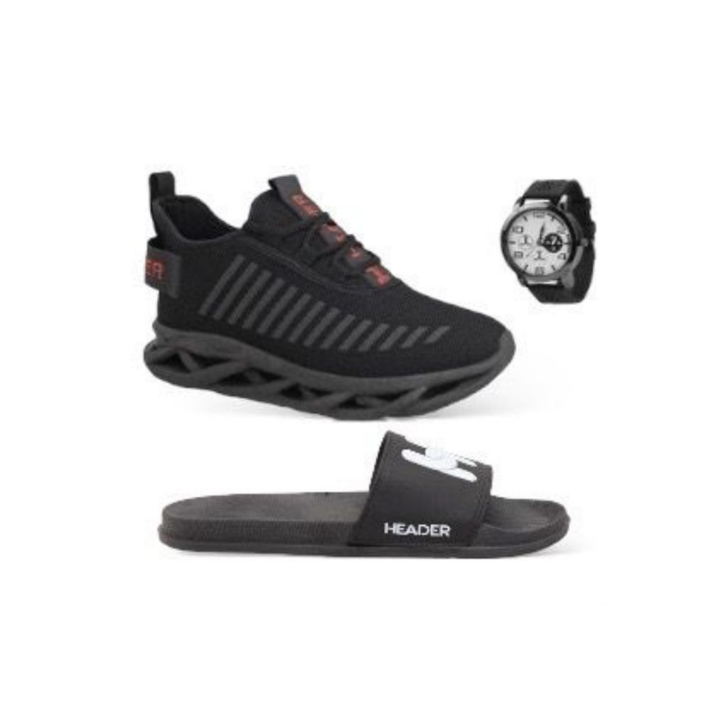 Kit Tênis Masculino Header Infinite Promoção Barato + Slide + Relógio