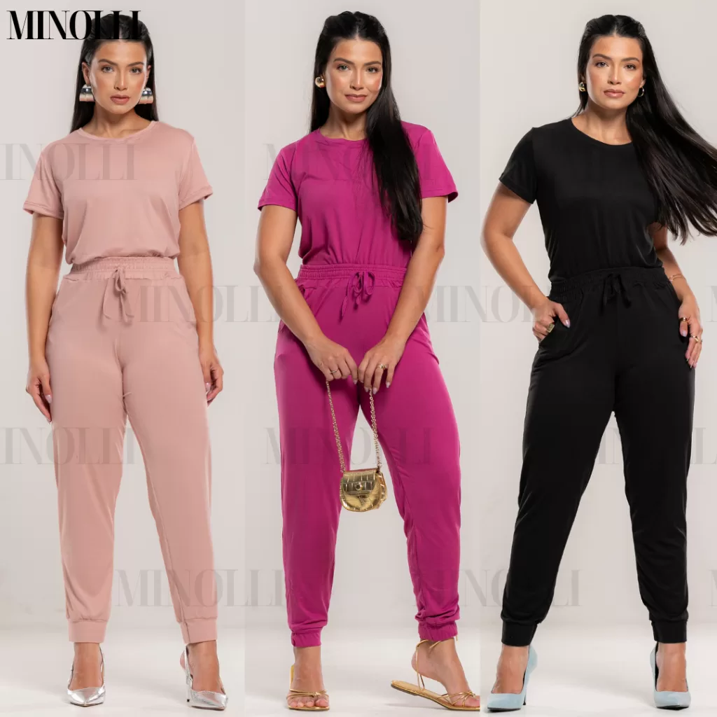 Conjunto Feminino Malha Suede Light Calça Jogger Blusa Feminina Confortável Fardamento Roupa