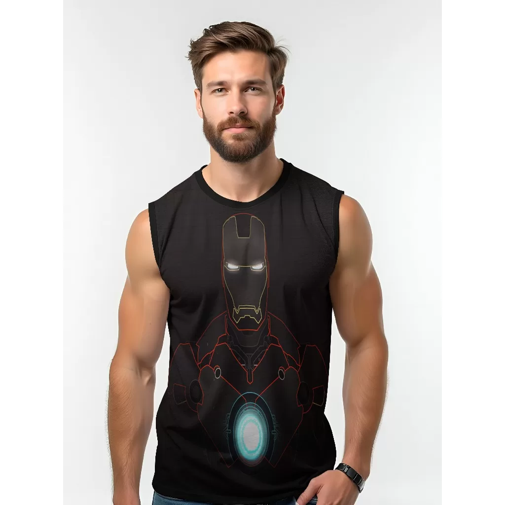 Camiseta Dry Fit Masculina UV 50+ Homem de ferro Estampada Academia Corrida Treino Casual