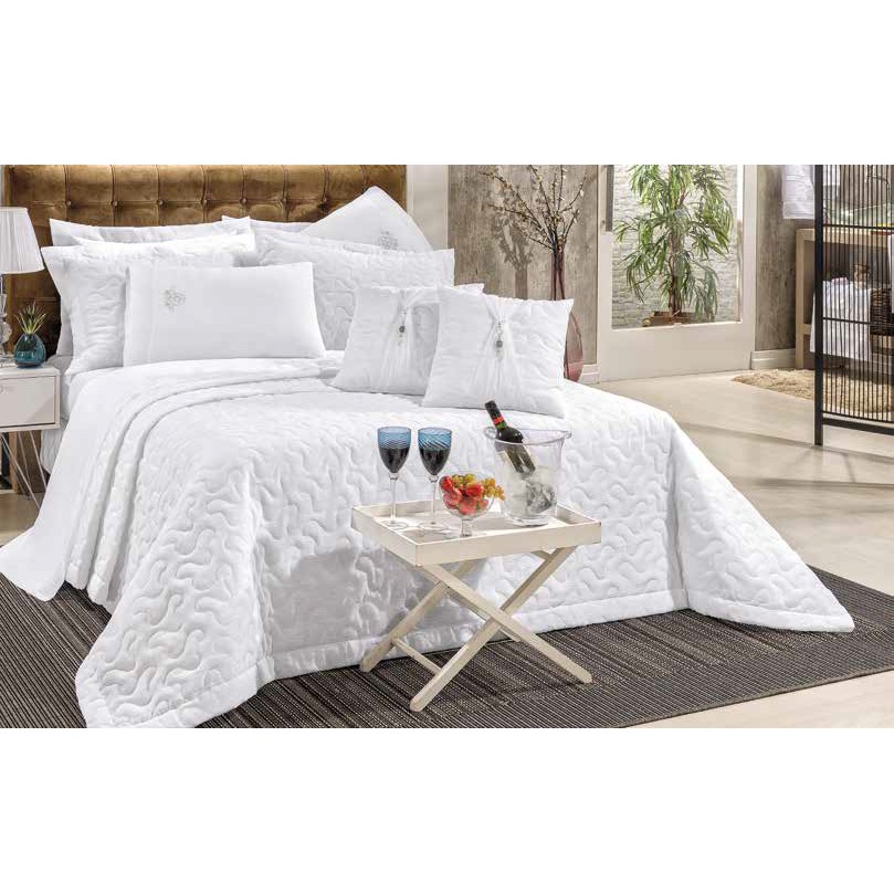 JOGO DE CAMA PERSONNALITE BORDADO CASAL QUEEN 4 PEÇAS