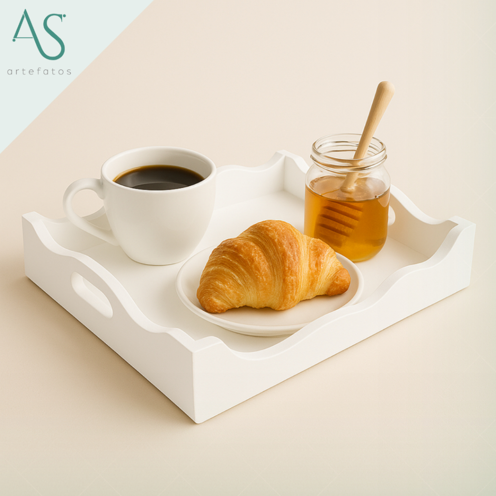 Bandeja Decoração Bandeja Mdf Branca Provençal