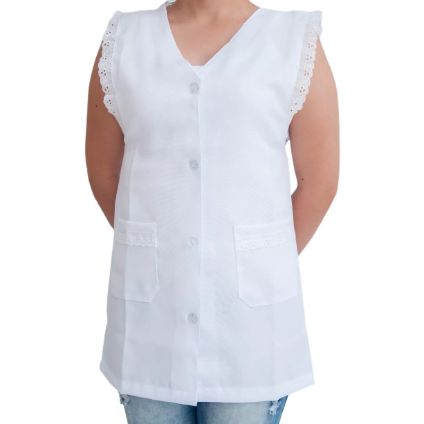 Jaleco Feminino Oxford Acinturado Cavado Com Borda
