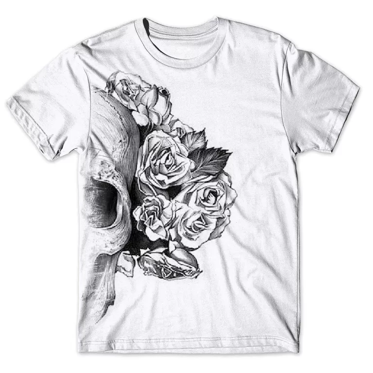 Camisa Camiseta Masculina Caveira Rosas Flores