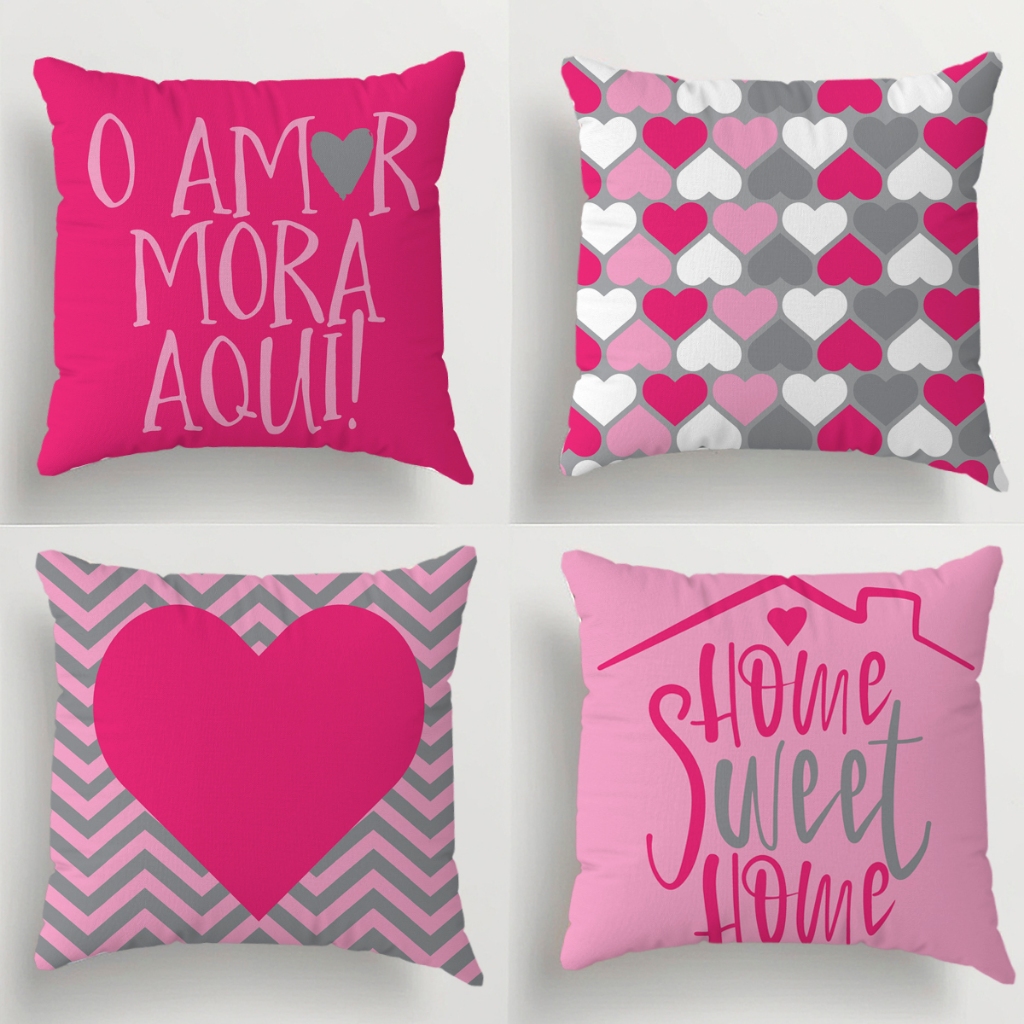 Kit Com 04 Capas Para Almofadas Para Sala 45×45 Em Oxford