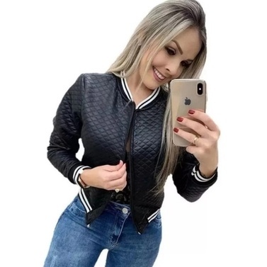 Jaqueta Feminina Metalasse Bomber Moda Blusa