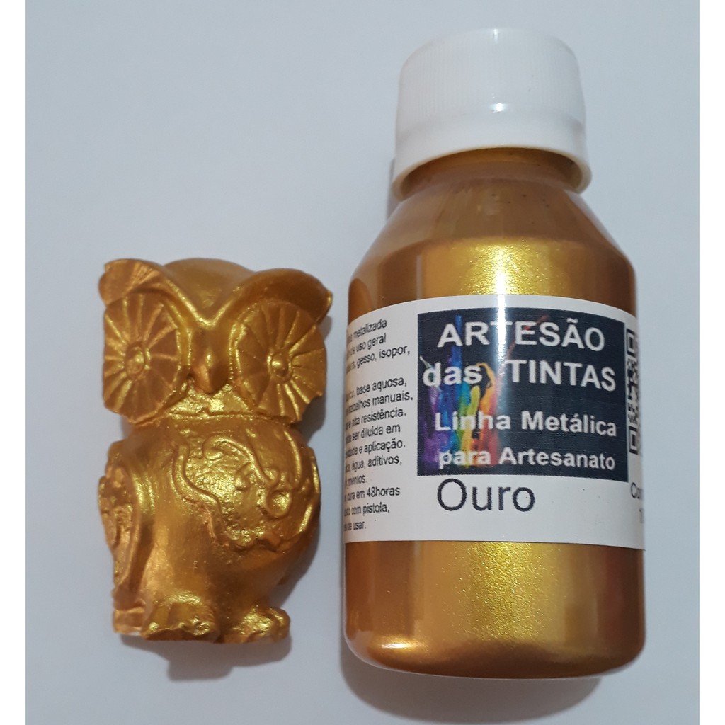 Tinta OURO Metálica – Tinta Para Arte e Artesanato, gesso – 100Ml