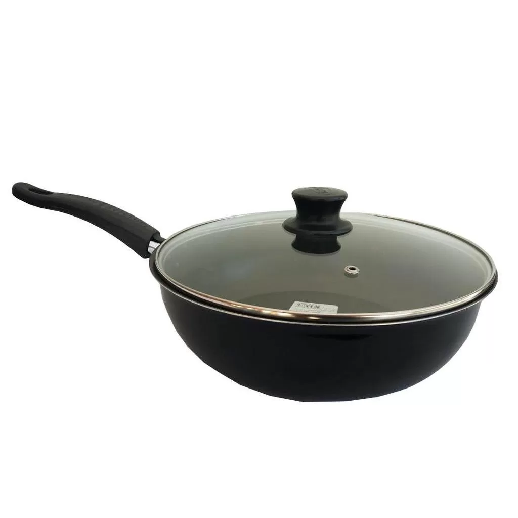 Frigideira Antiaderente 26Cm 3L Preta Tampa de Vidro Belmar