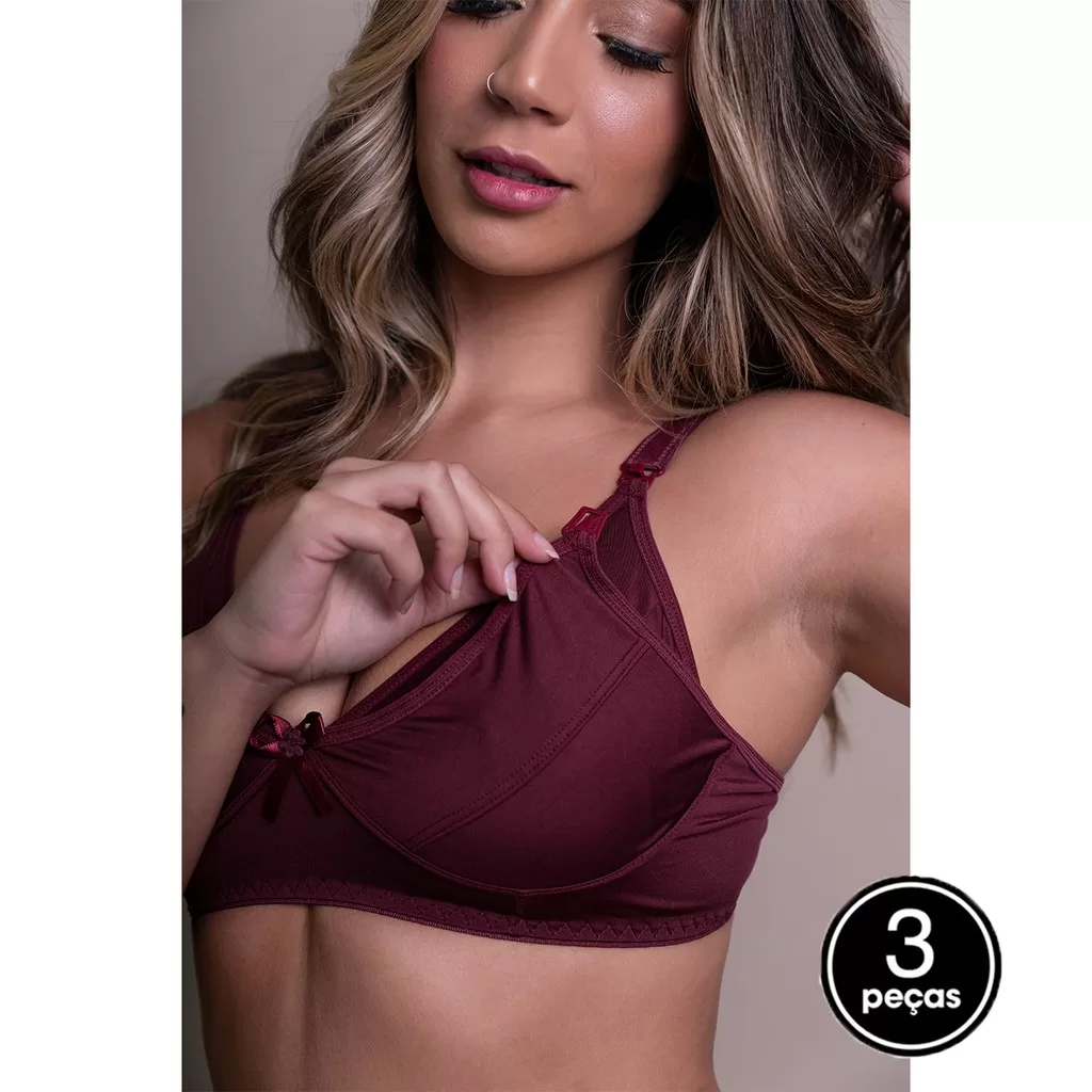 Promoção Kit 3  Sutiã Amamentação Pós Parto Gestante Conforto Atacado