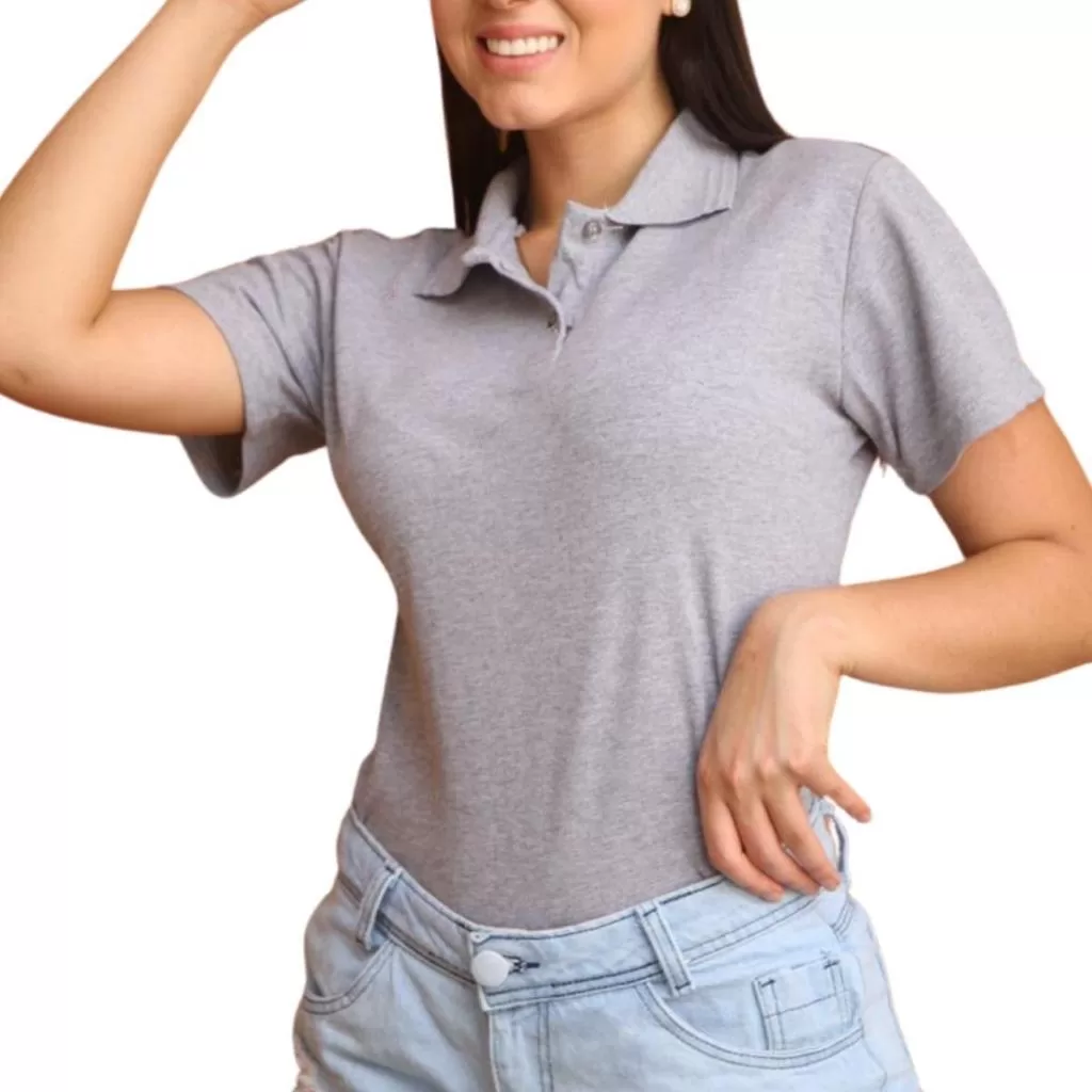 Blusa Feminina Gola Polo Baby Look Camiseta Promoção