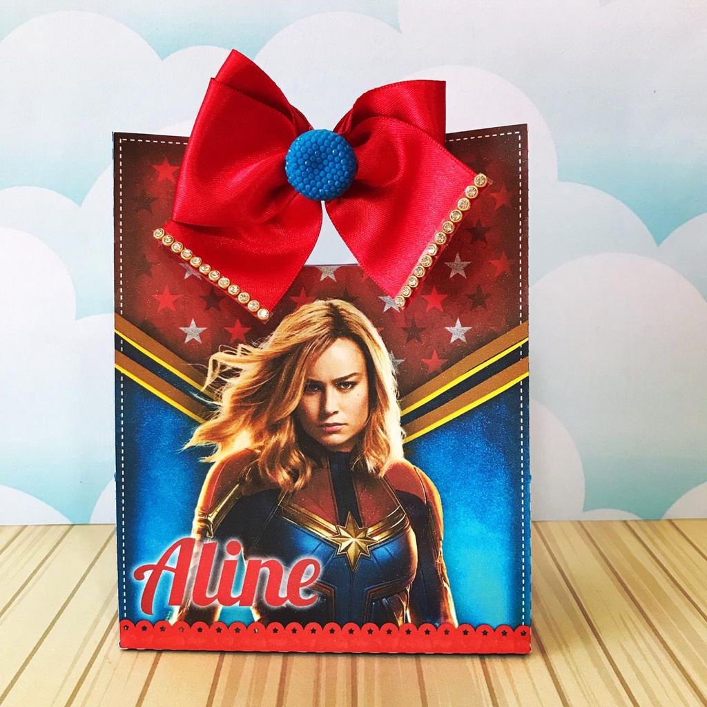sacolinha para festa infantil capitã marvel