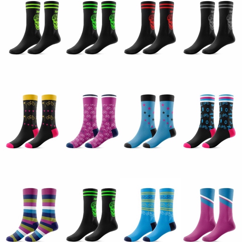 Meia de Ciclismo Feminina Batimentos compressão corrida cano médio bike mtb speed melhor preço do Br