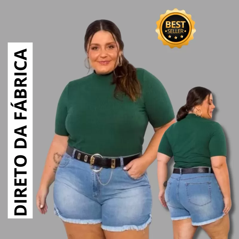 Blusa Gola Alta PLUS SIZE Canelado Inverno