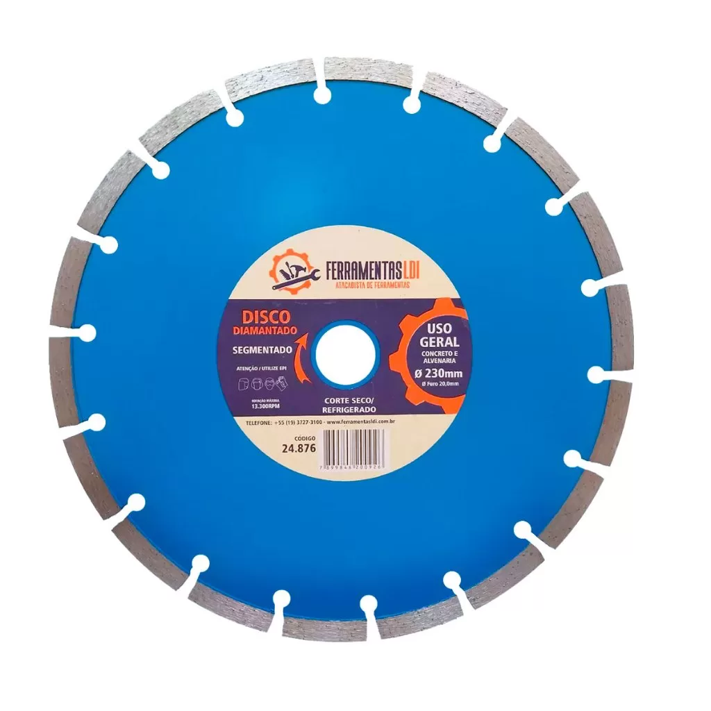 Disco de Corte Diamantado Segmentado 9 Polegadas (230mm) Ferramentas LDI