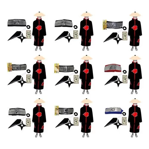 Manto Akatsuki Cosplay Kit Naruto Capa Kunai Itach