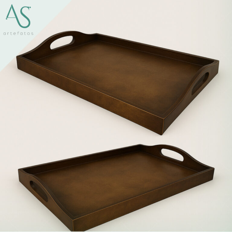 Kit 2 Bandejas de Madeira Mdf Bandeija Cozinha Mar