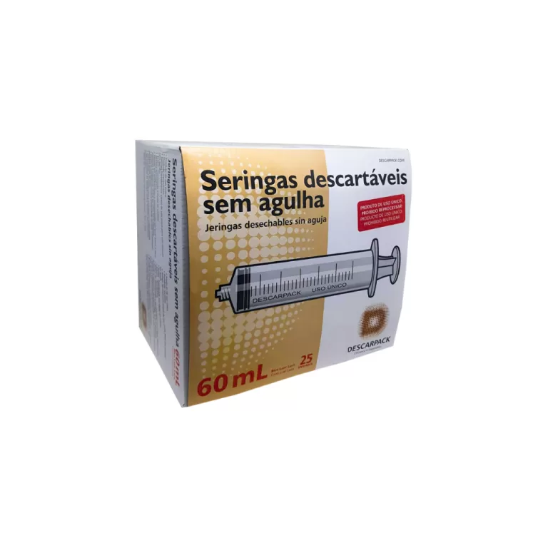 Seringa Descartável 60ml Sem Agulha Lock Descarpa