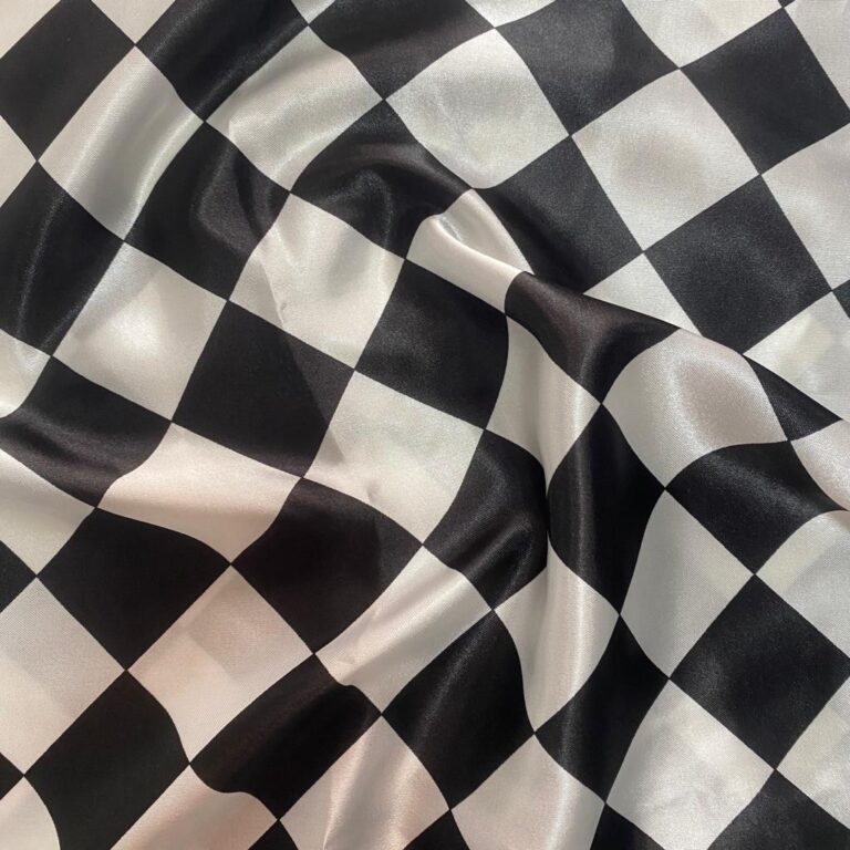 Tecido Cetim Fórmula 1 Preto e Branco 1,40m Estam