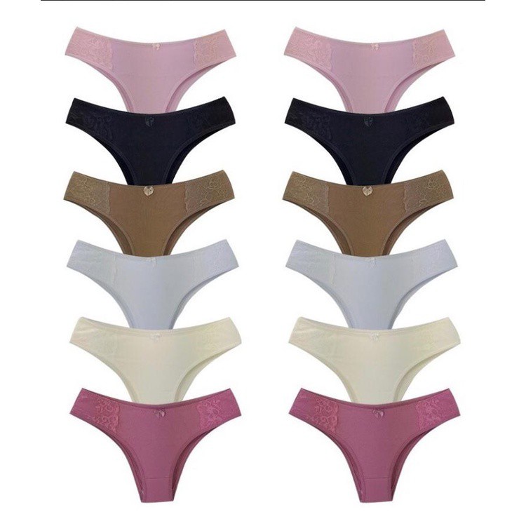 Kit com 6 Calcinha Tanga Algodão Cotton Confortá