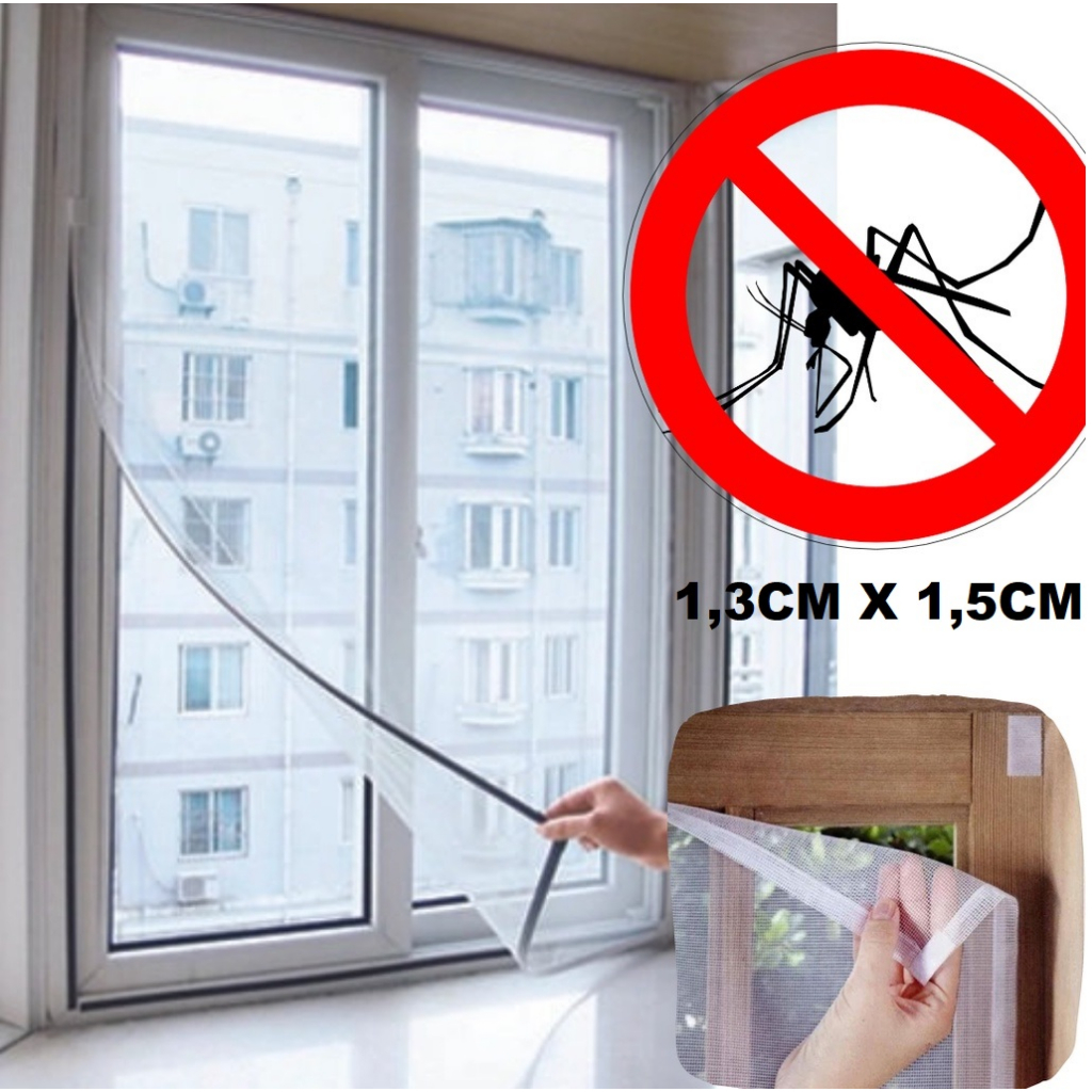 Tela Mosquiteiro Para Janela 1,3×1,5m Com Velcr Anti-inseto Mosquito Janela Autocolante Pernilongo