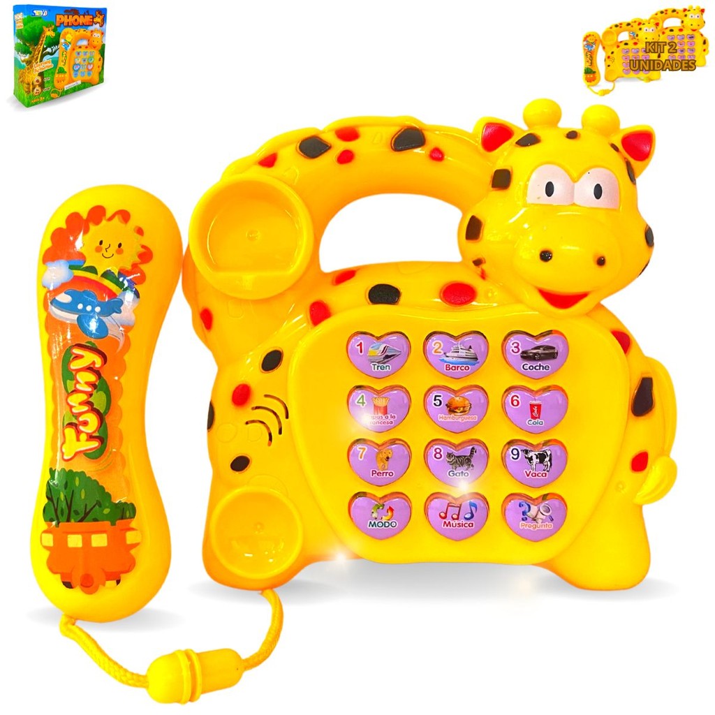 Telefone Musical Infantil Animal Girafa Brinquedo Educativo