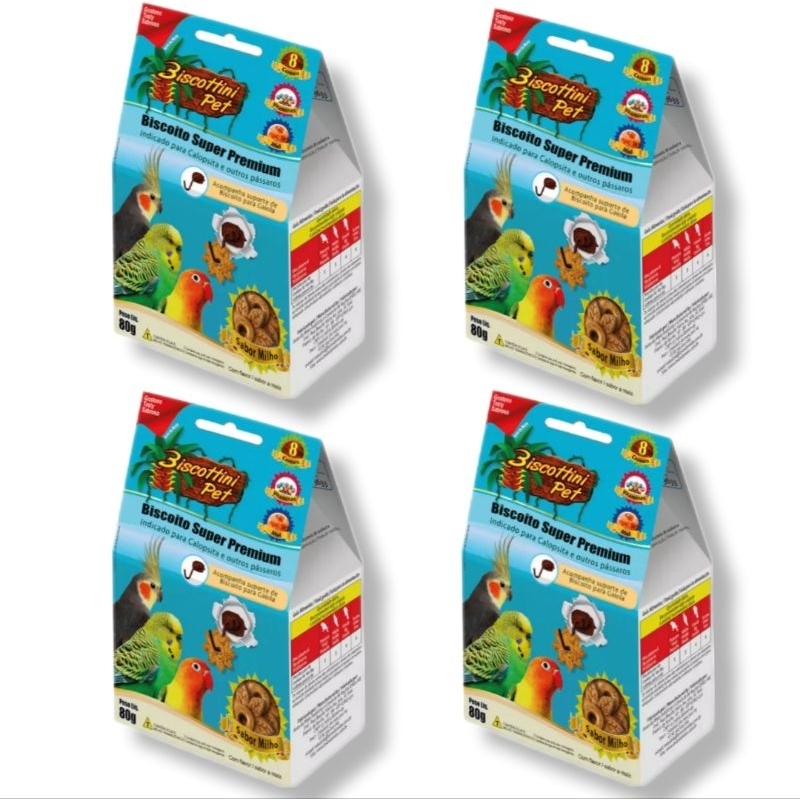Kit Biscoitos Para Calopsita Petisco Biscottini Pet 80 Gr