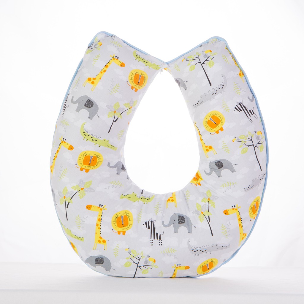 Almofada Amamentação para Bebê Safari Cinza – Azul