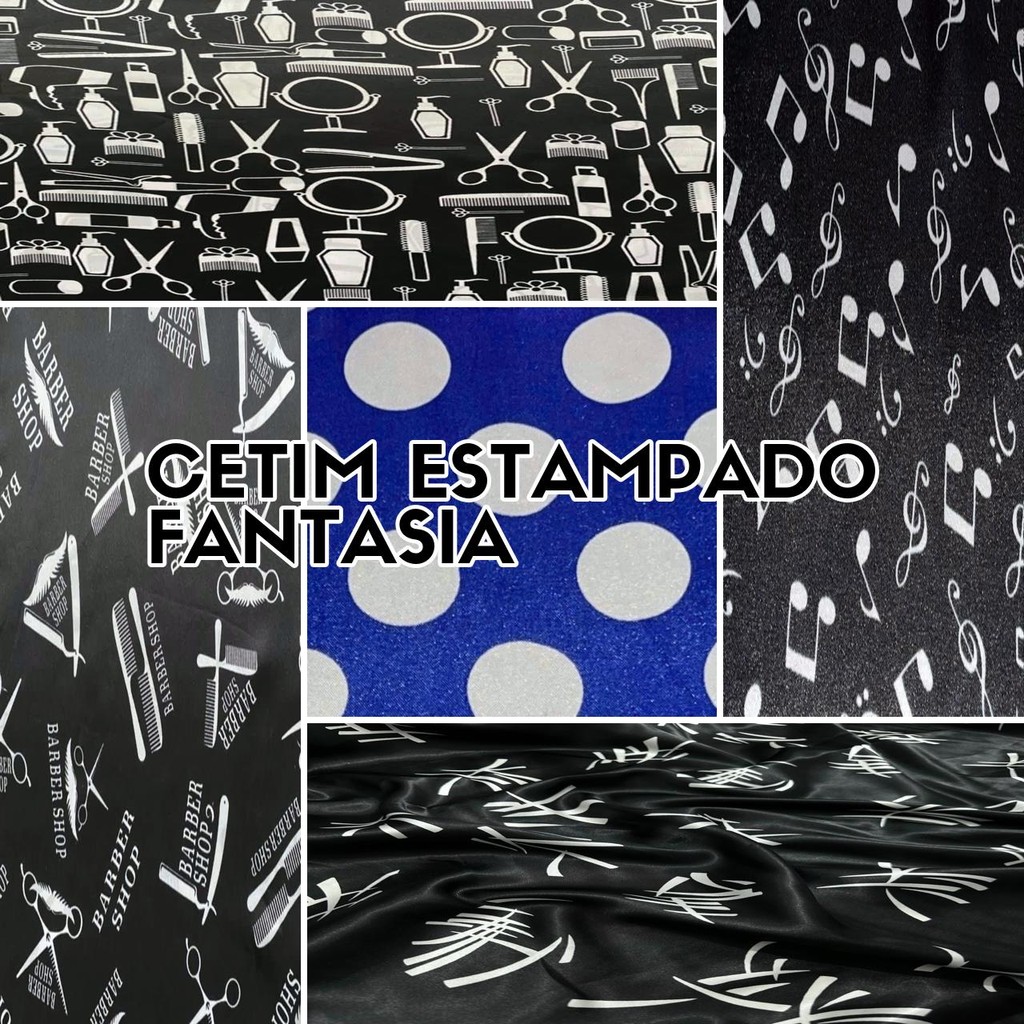 6 Metros Tecido Cetim Estampado Fantasia Cetim de Carnaval (6m x 1,50m)
