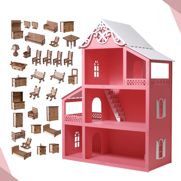 Casa Casinha Boneca Polly MDF Pintada + Kit 20 Min