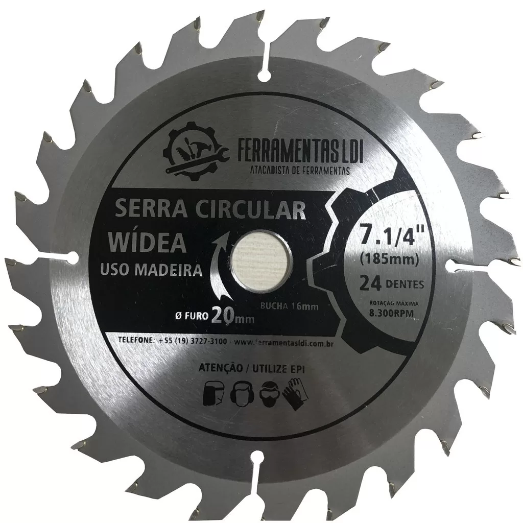 Disco Madeira Serra Circular Para Esmerilhadeira 24 Dentes 185mm
