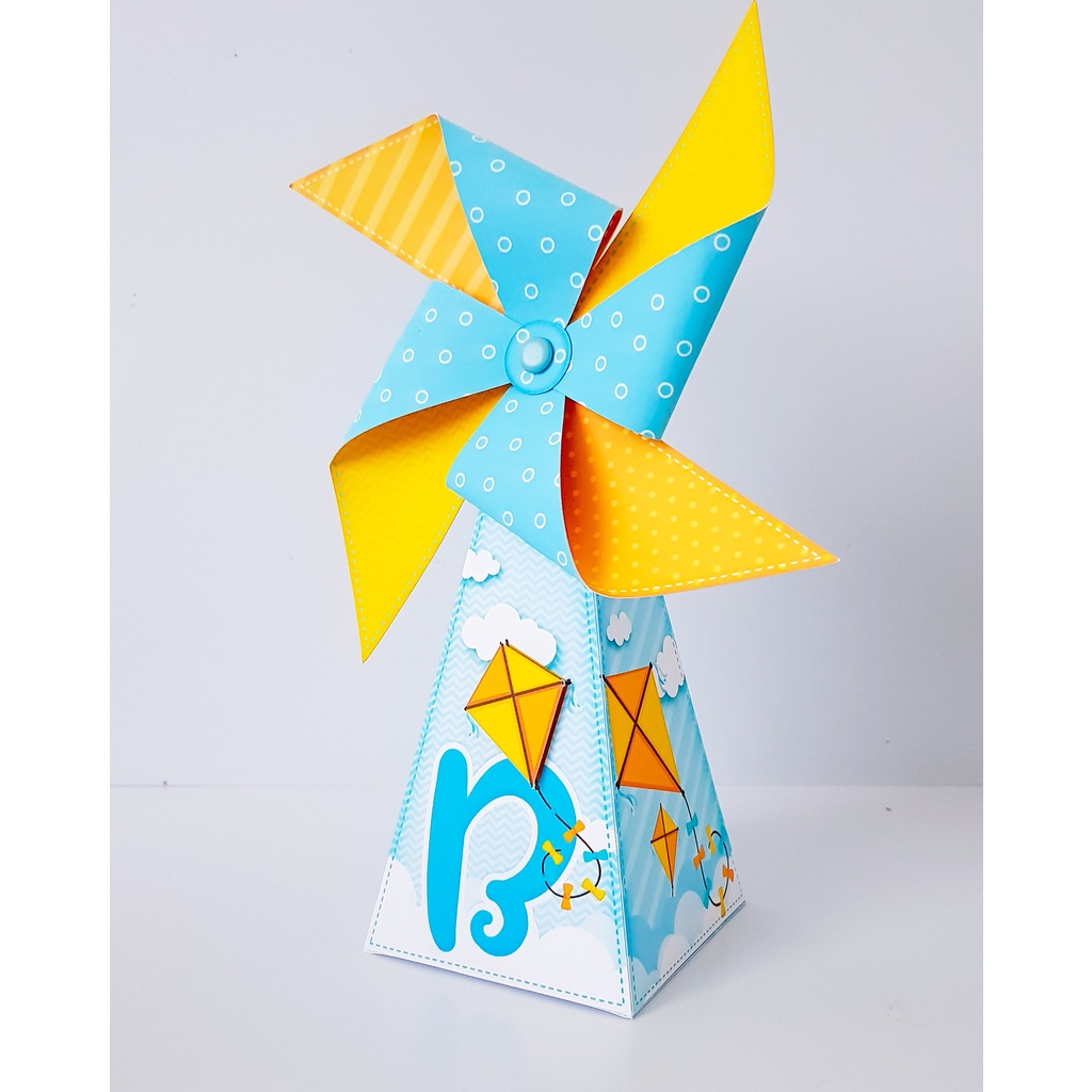 Caixinha para festa tema pipa e catavento