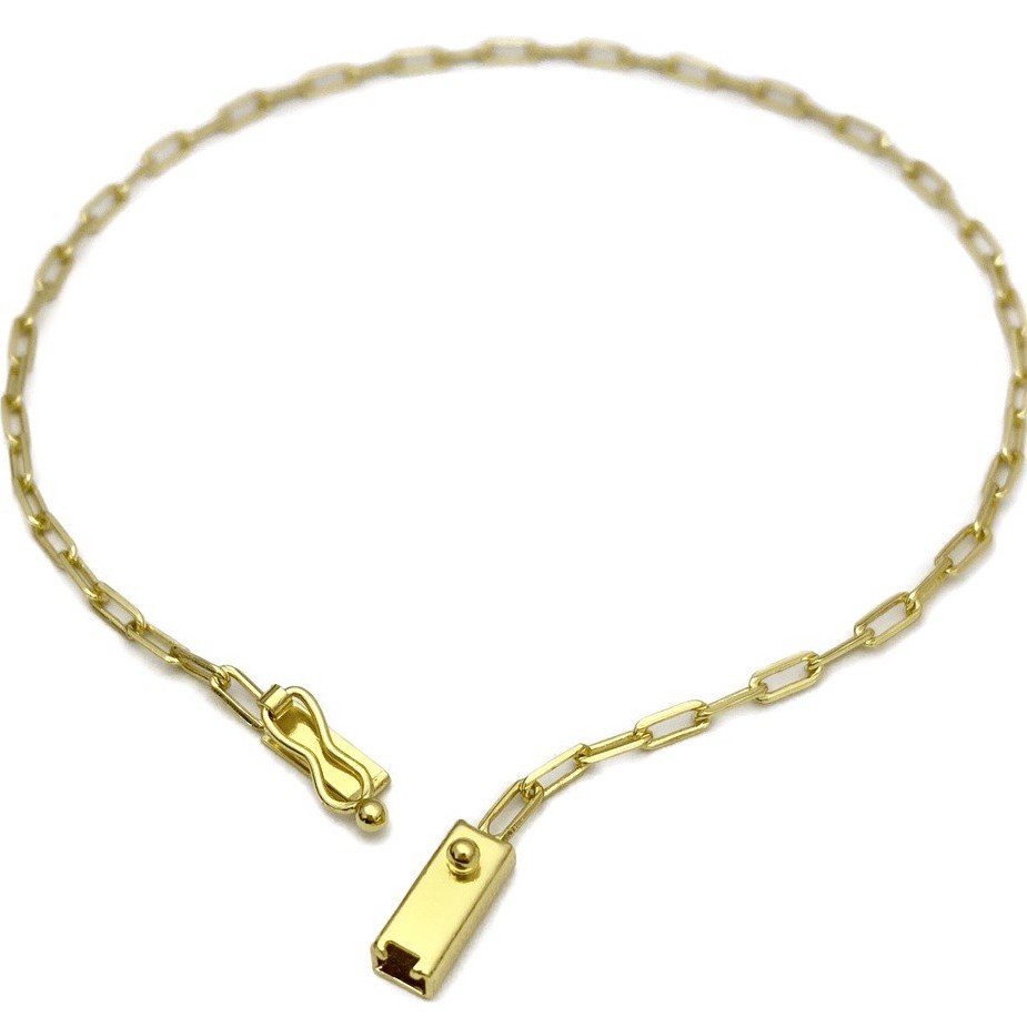 Pulseira Masculina de Ouro 2mm Carrier Diamantada Banhada a Ouro 24k