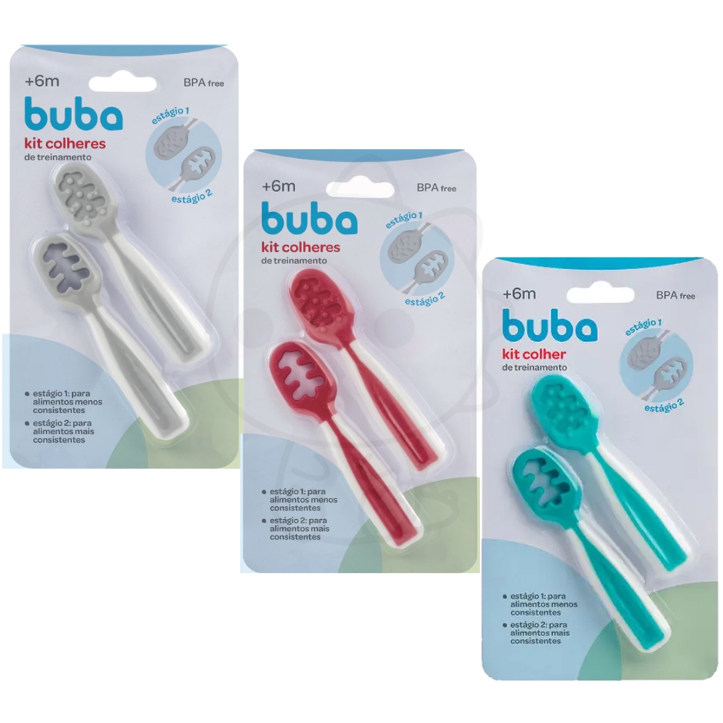 Colher 2 Estágios Buba Treinamento Auto Alimentação Cinza Para Bebês buba