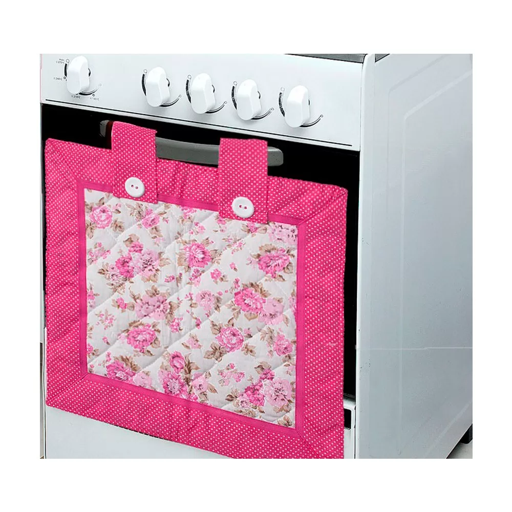 Decoração de Fogão (Cortina P/ Forno de Fogão 5 E 6 Bocas) – FLOWER PINK – SAKURA ENXOVAIS