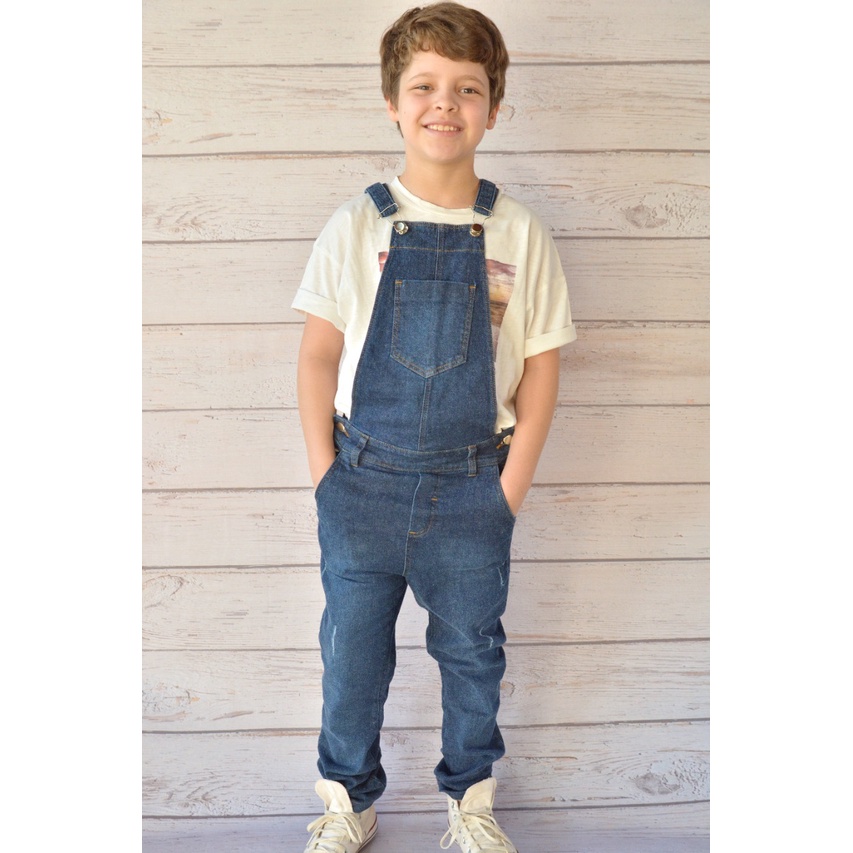 Jardineira Calça Masculina Jeans Macacão infantil Juvenil tam 10 ao 16 (1155)