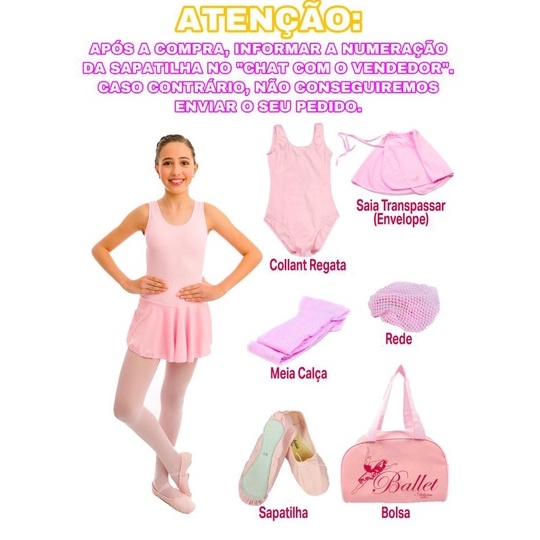 Kit Ballet Balé Infantil Uniforme/ Collant Regata
