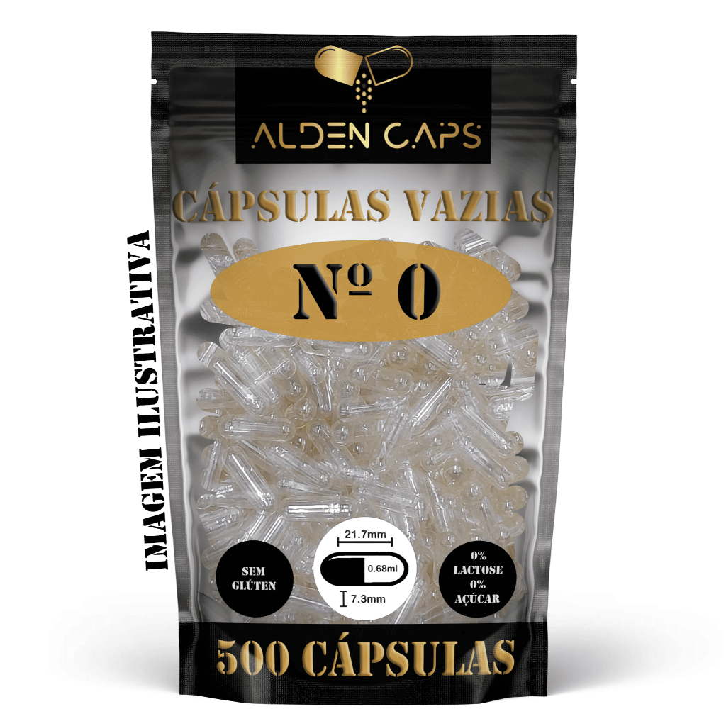 500 Cápsulas Vazias de Gelatina Incolor N. 0 (500mg)