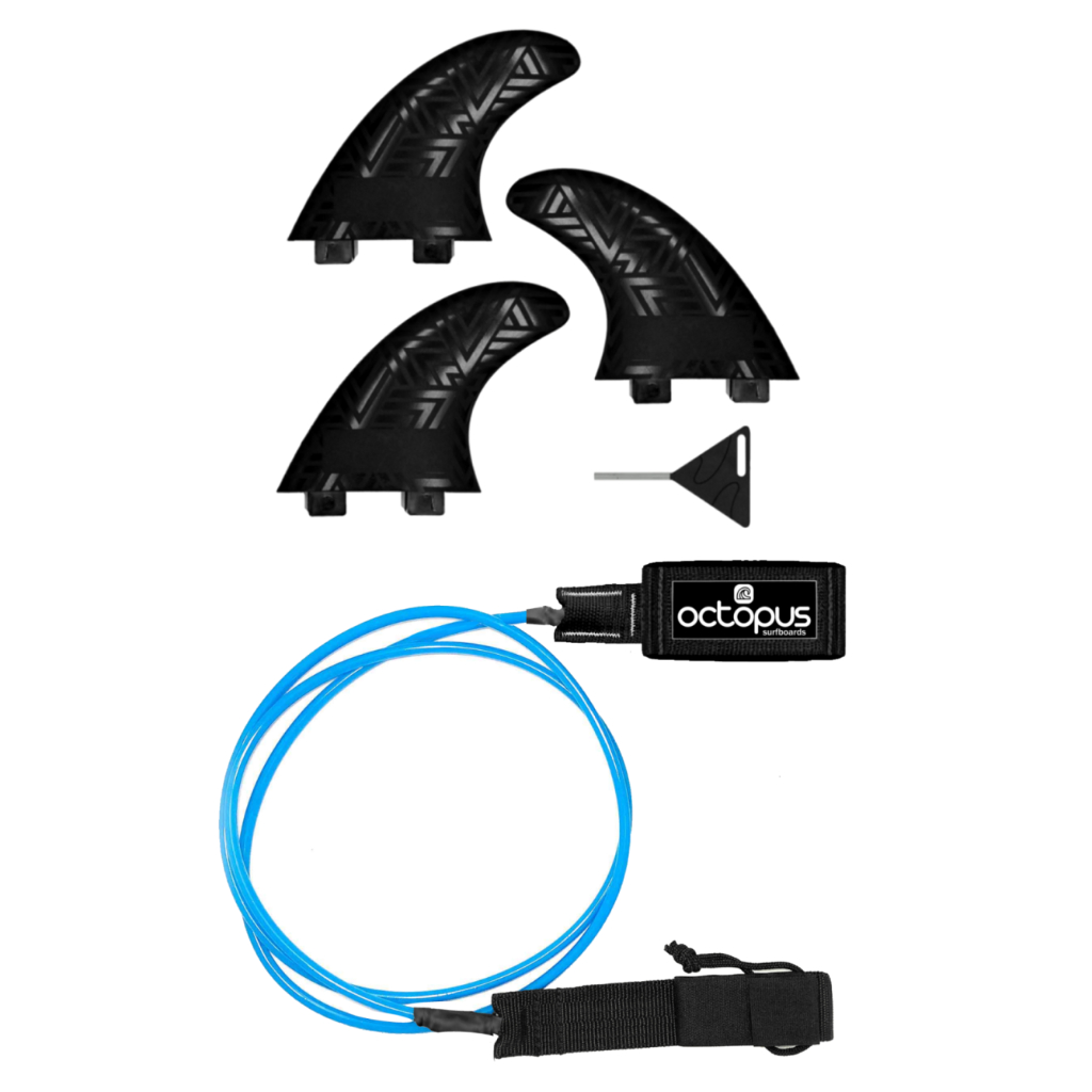 Leash 6 x 5mm Prancha Surf 2 Giradores + Quilhas Surf M5 + Chave