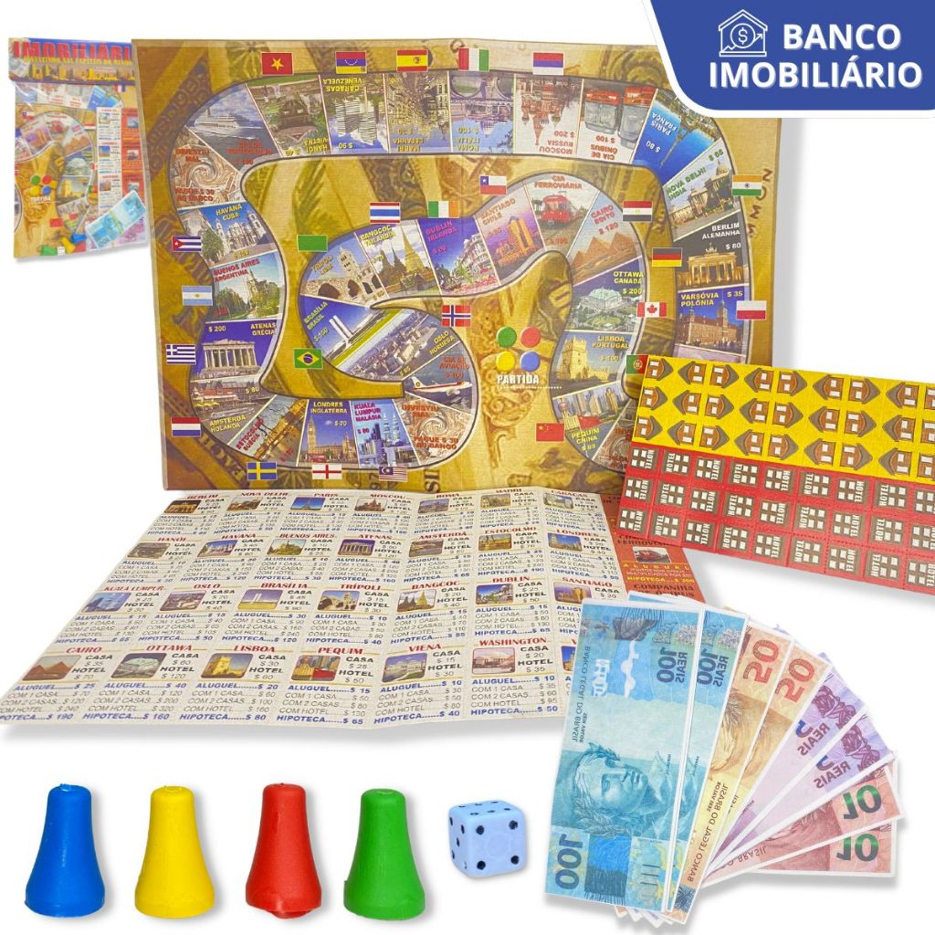 Jogo De Tabuleiro Banco Imobiliário Mesa Brinquedo Educativo