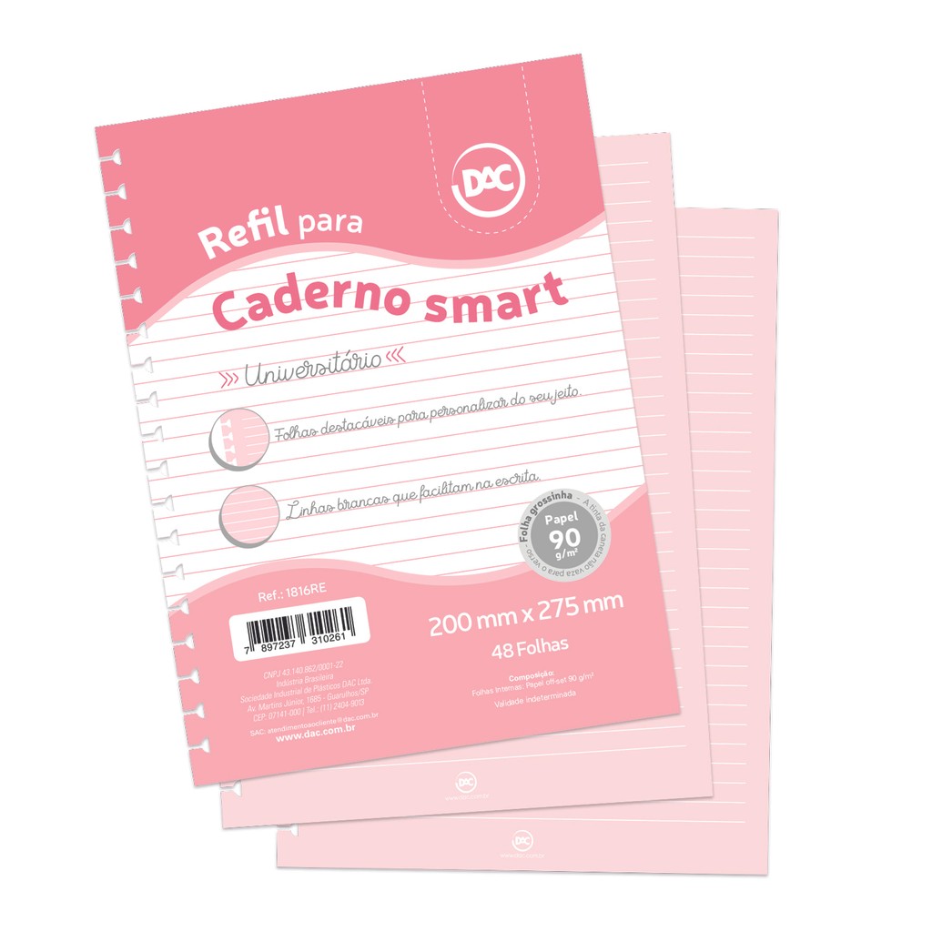 Refil De Folhas P/Caderno Univ. Smart Tira e Põe 48fls – Dac