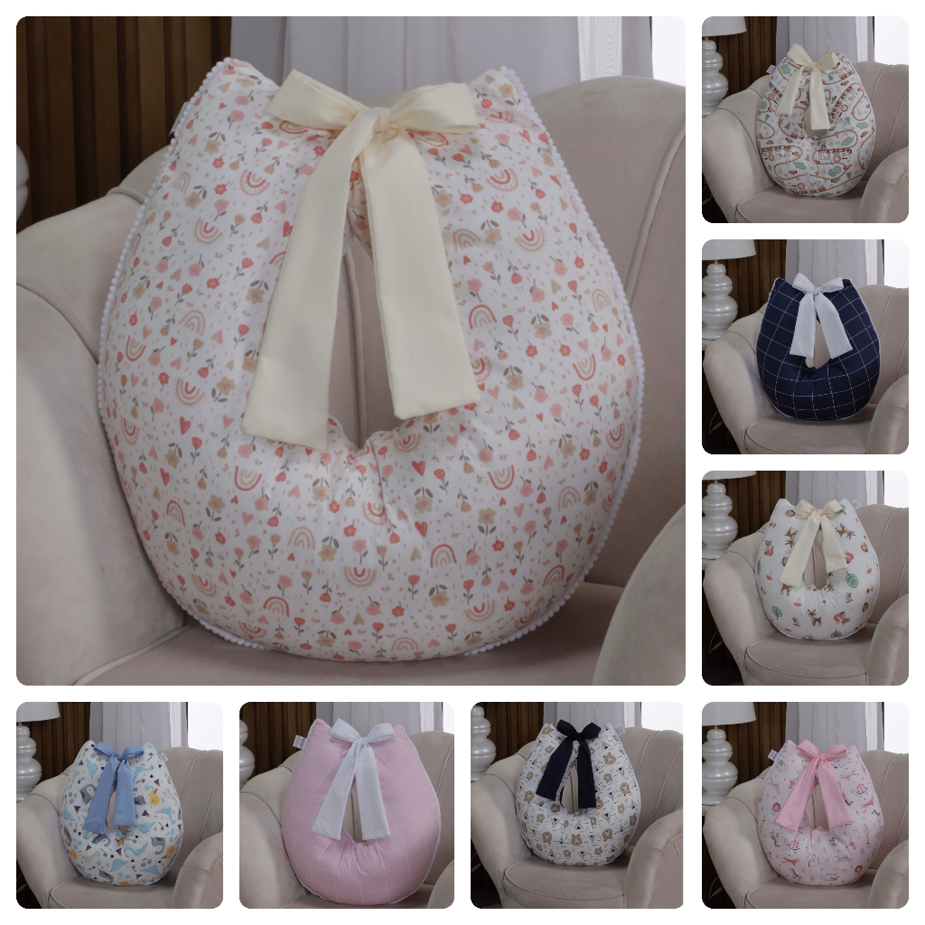 Capa Almofada De Amamentação Com Laço 100% Algodão Com Zíper